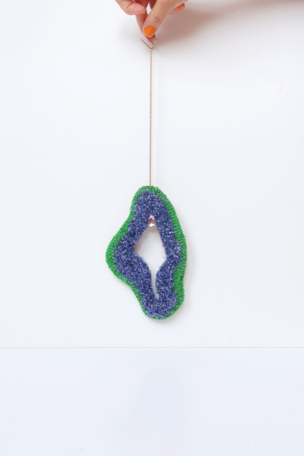 Rub the Rug - Textile Art in Blue & Green with Light Purple Sequins