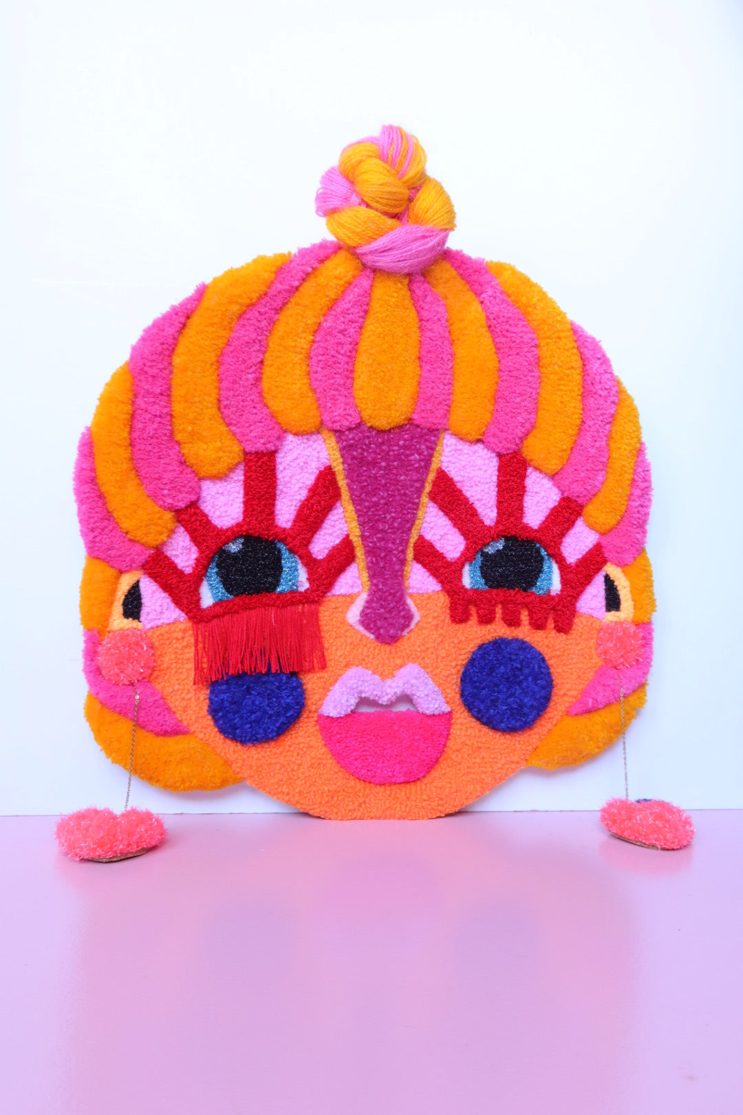 Yvette - Tekstilmaske i Varm gul, Pink, Orange, Rød & Blå