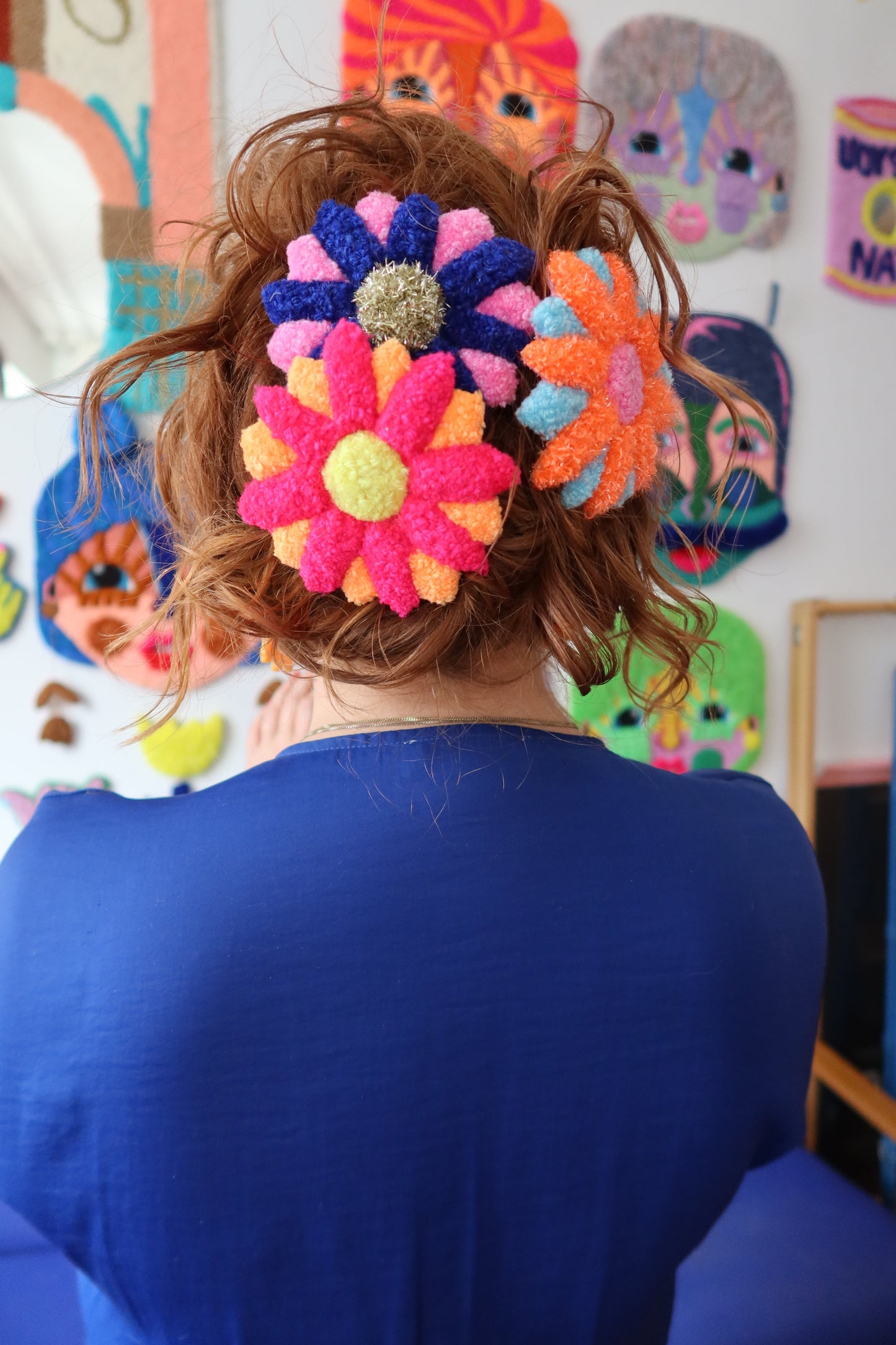 Flower Accessory - Blue, Yellow & Pink