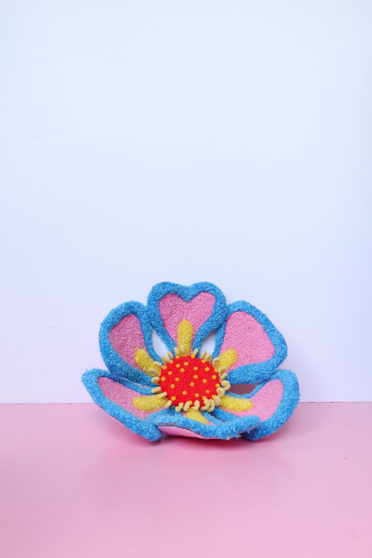 Mellemstor Blomst Skulptur - Pink, Blå & Gul