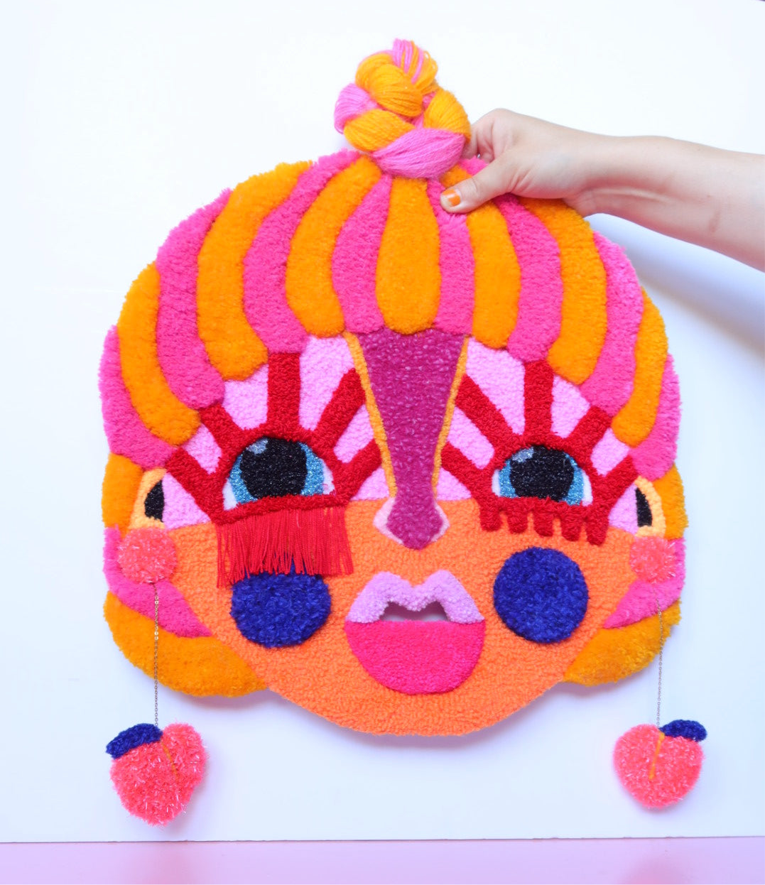 Yvette - Tekstilmaske i Varm gul, Pink, Orange, Rød & Blå