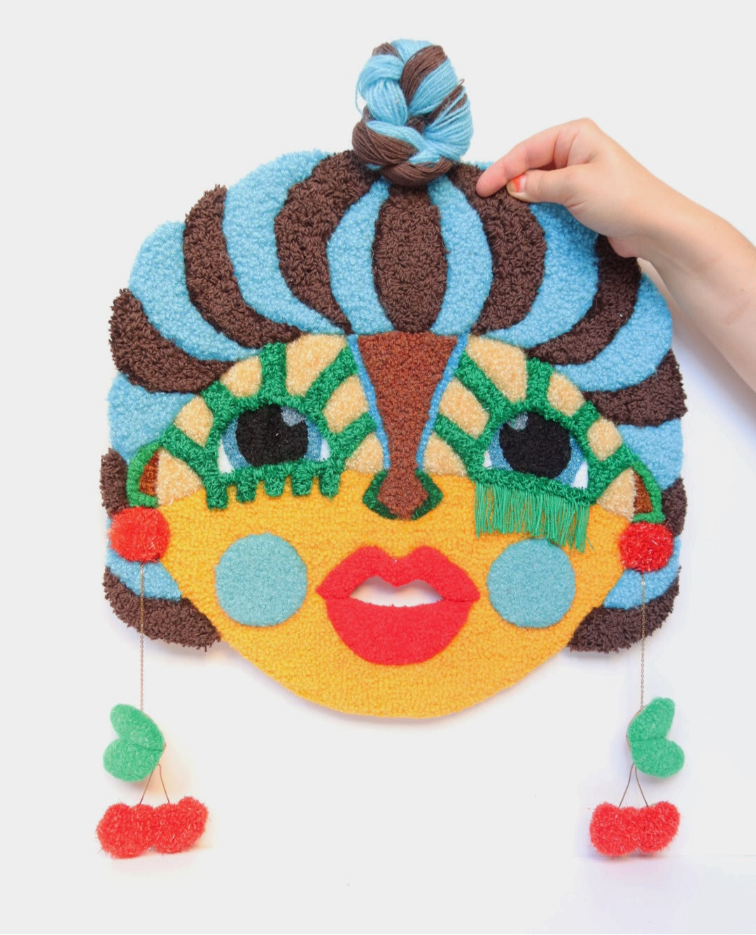  Laila - Textile Mask in Brown, Yellow, Blue, Red & Green