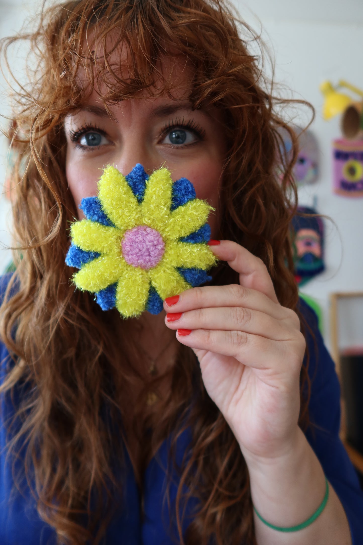 Flower Accessory - Blue, Yellow & Pink