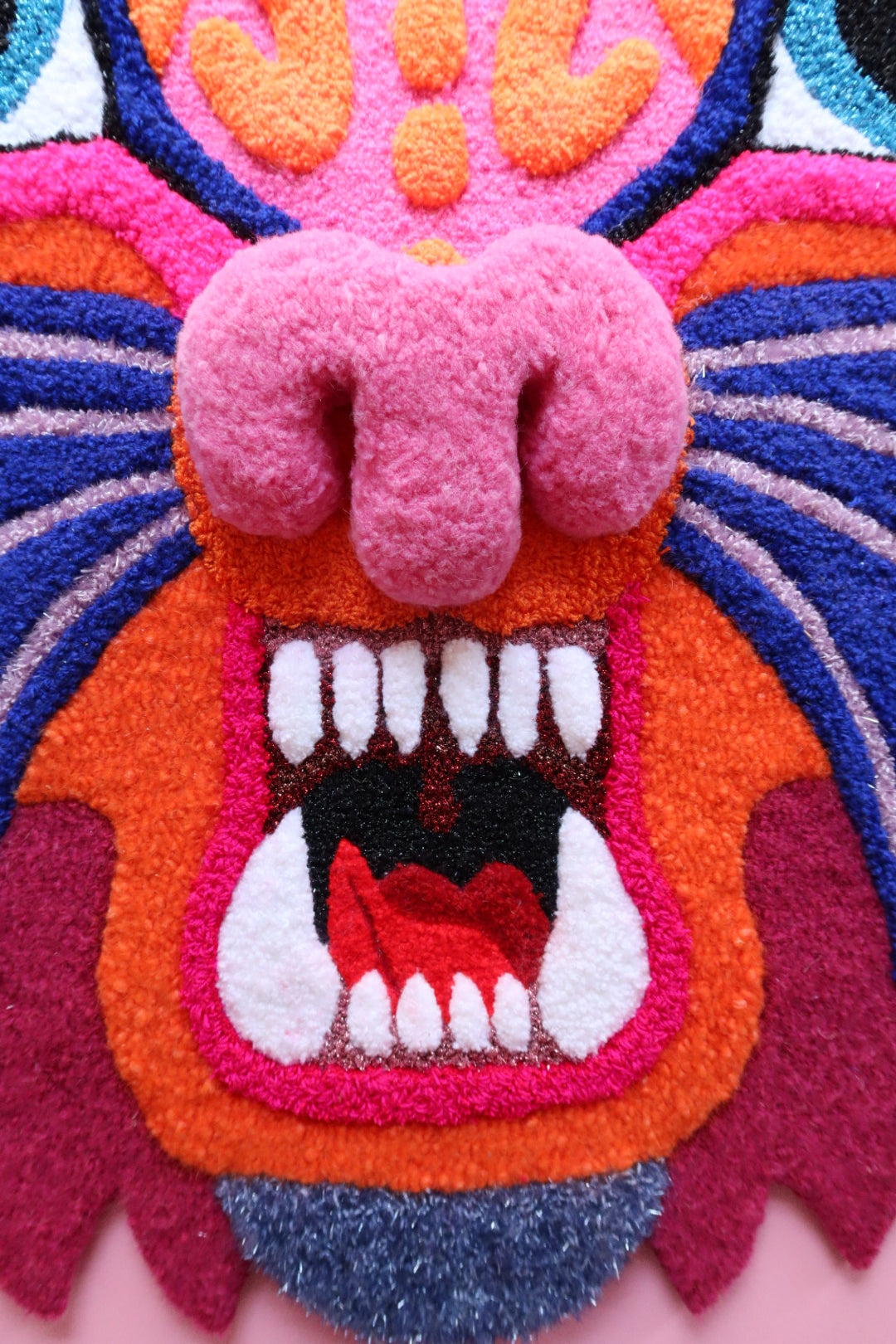Feline - Tekstilmaske i Orange, Pink & Blå