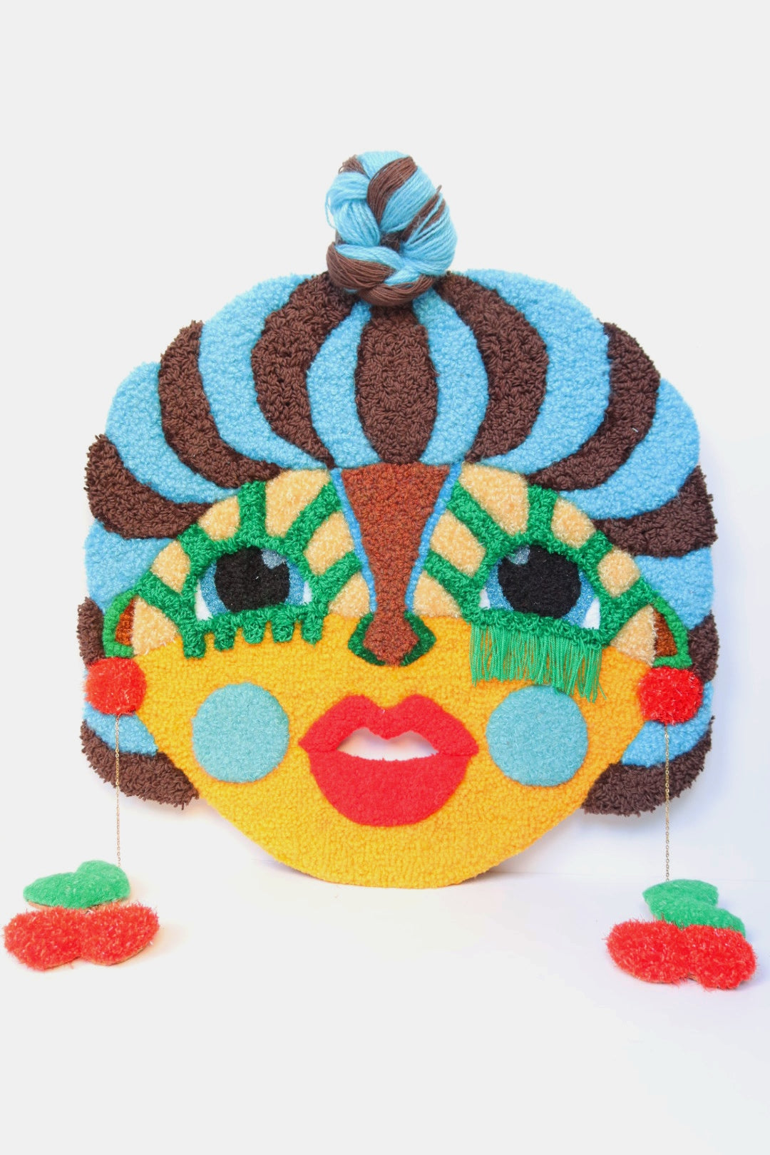  Laila - Textile Mask in Brown, Yellow, Blue, Red & Green