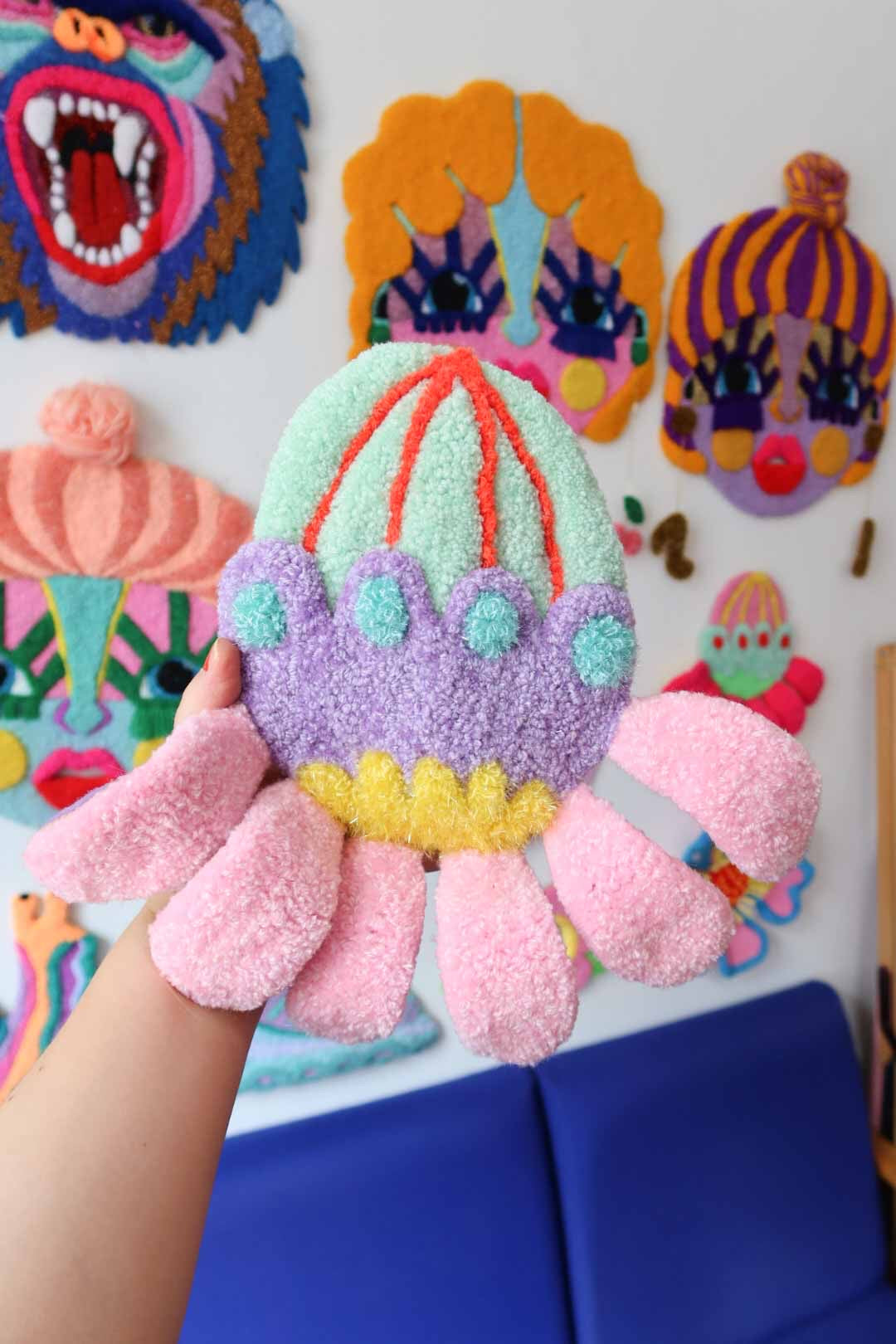 Flower Bud Sculpture - Light Purple, Soft Pink, Yellow, Aqua & Orange