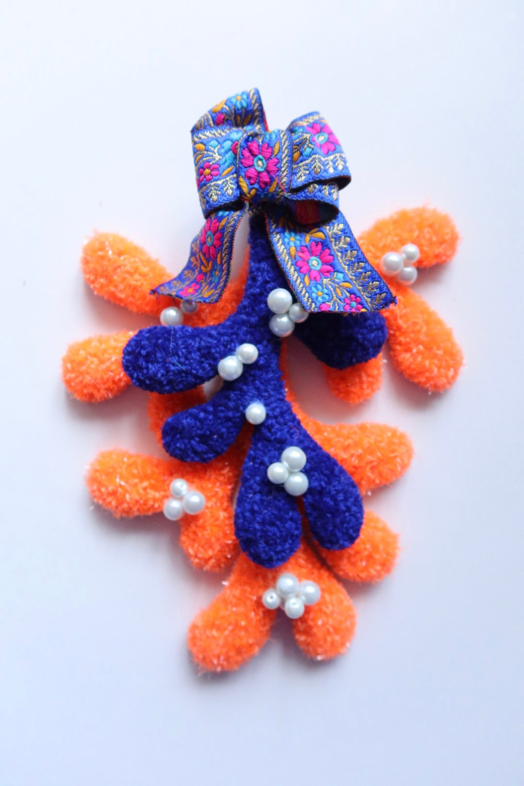 Mistletoe - Orange & Blue - Handmade Tufted Decoration