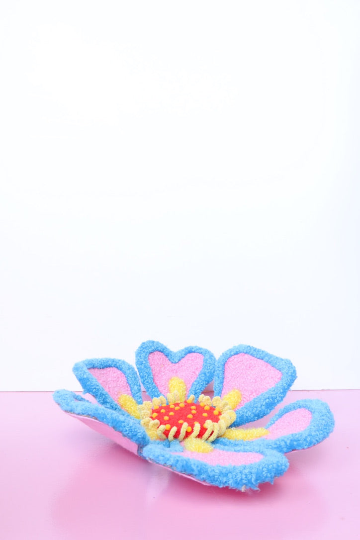 Mellemstor Blomst Skulptur - Pink, Blå & Gul