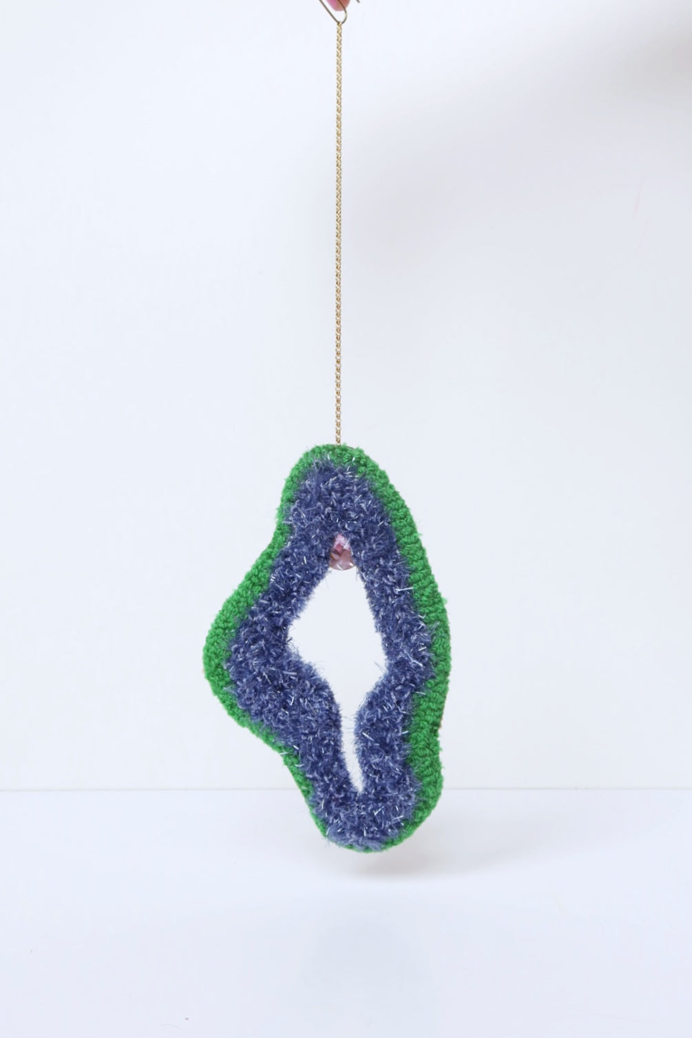 Rub the Rug - Textile Art in Blue & Green with Light Purple Sequins