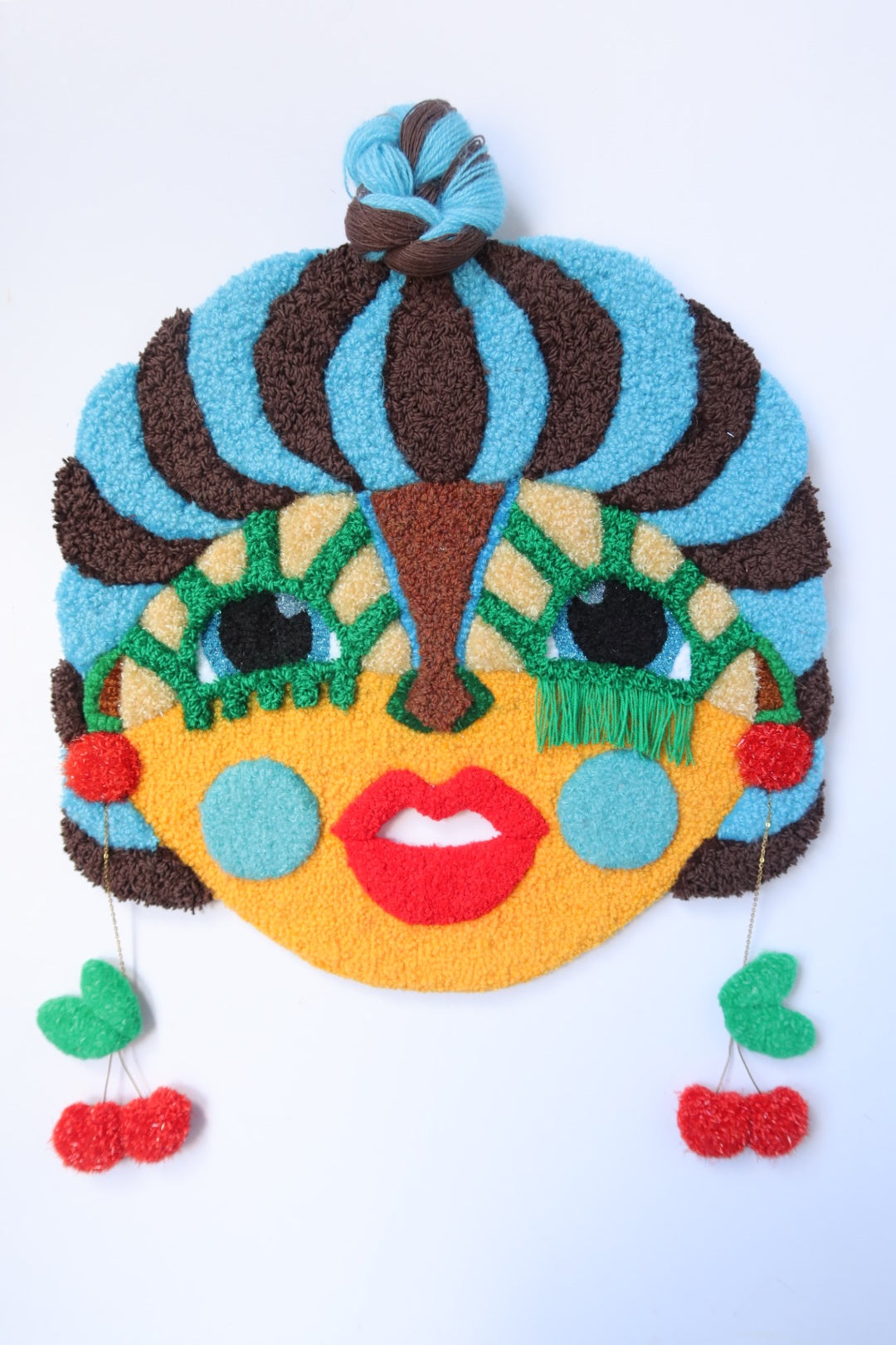  Laila - Textile Mask in Brown, Yellow, Blue, Red & Green