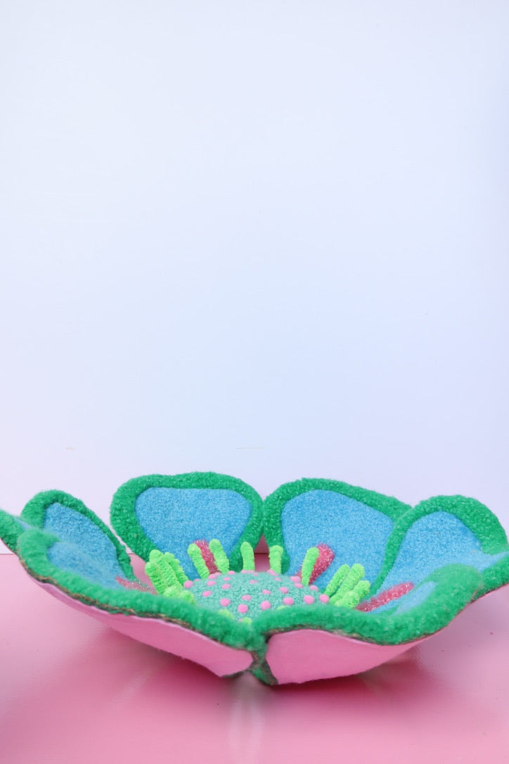 Stor Blomst Skulptur - Blå & Grøn