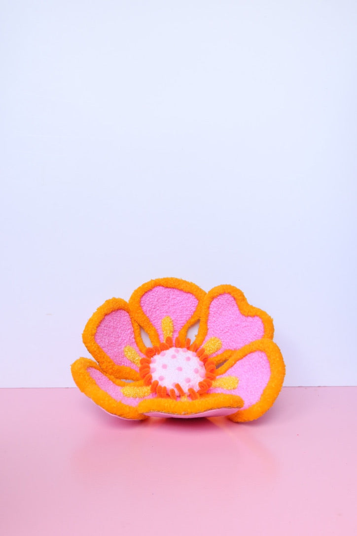 Mellemstor Blomst Skulptur - Lyserød & Gul