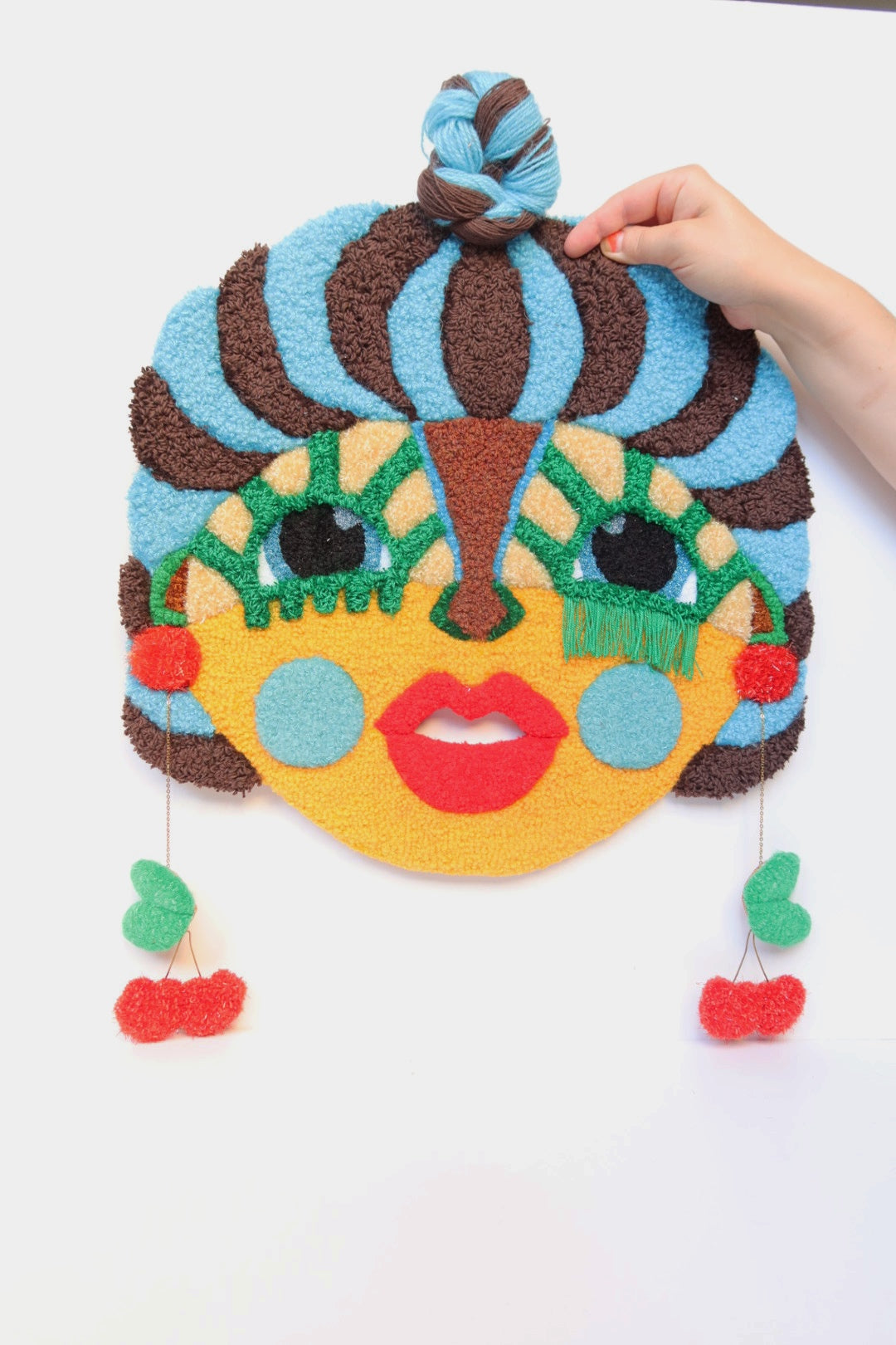  Laila - Textile Mask in Brown, Yellow, Blue, Red & Green