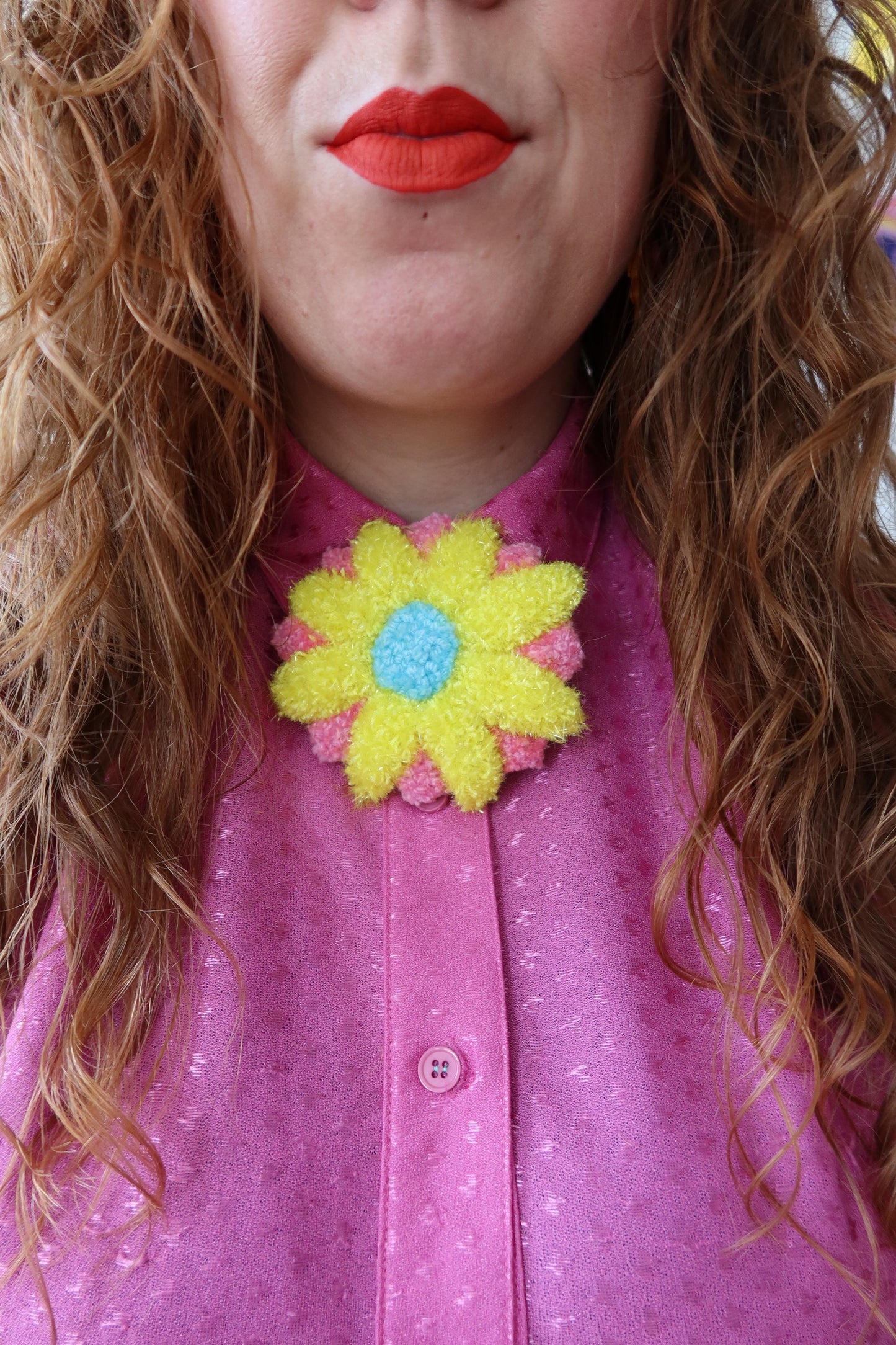 Flower Accessory - Blue, Yellow & Pink