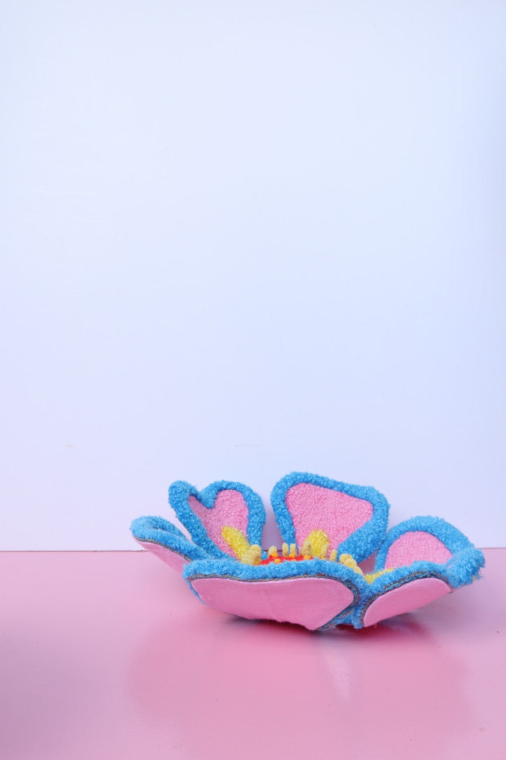 Mellemstor Blomst Skulptur - Pink, Blå & Gul