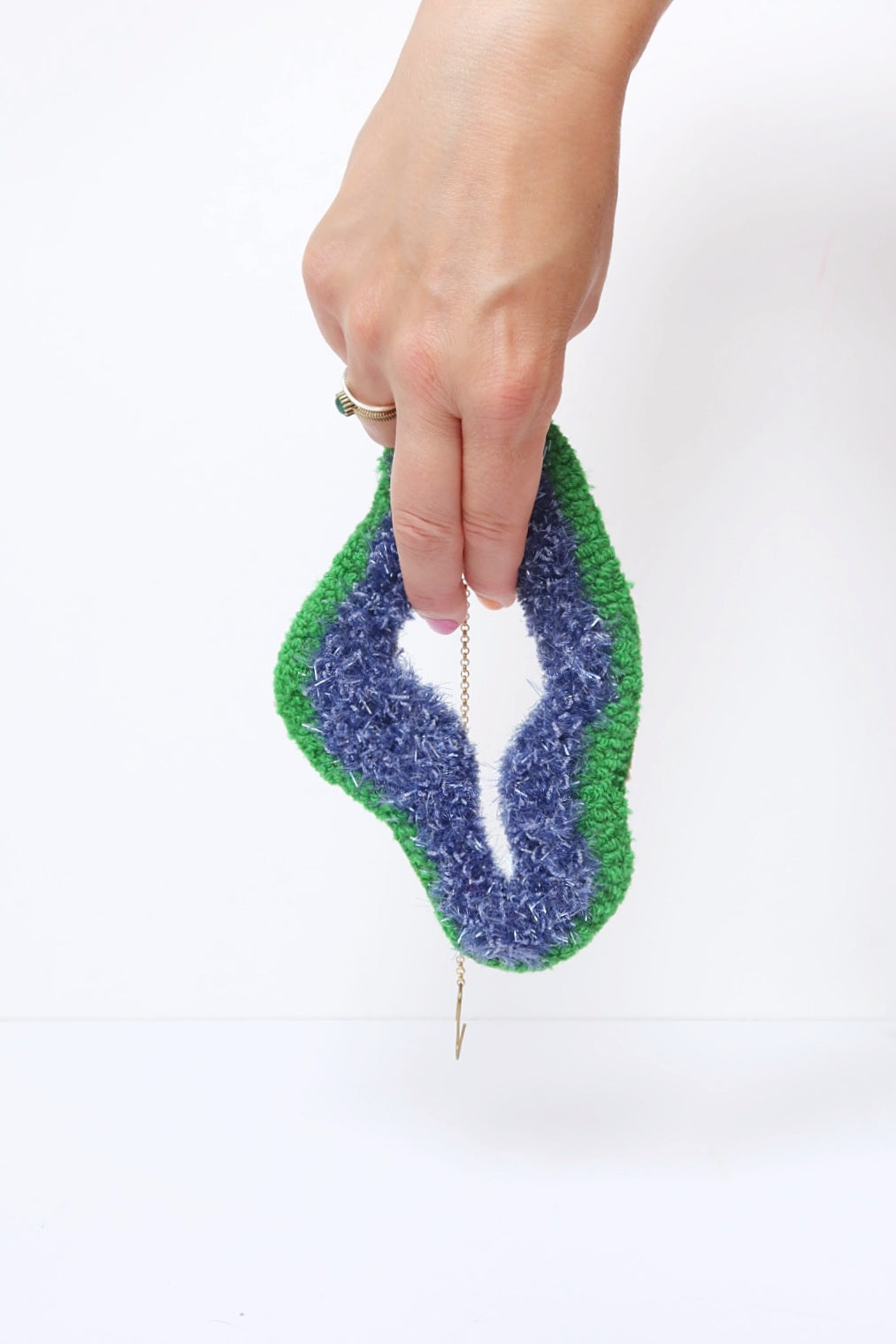 Rub the Rug - Textile Art in Blue & Green with Light Purple Sequins