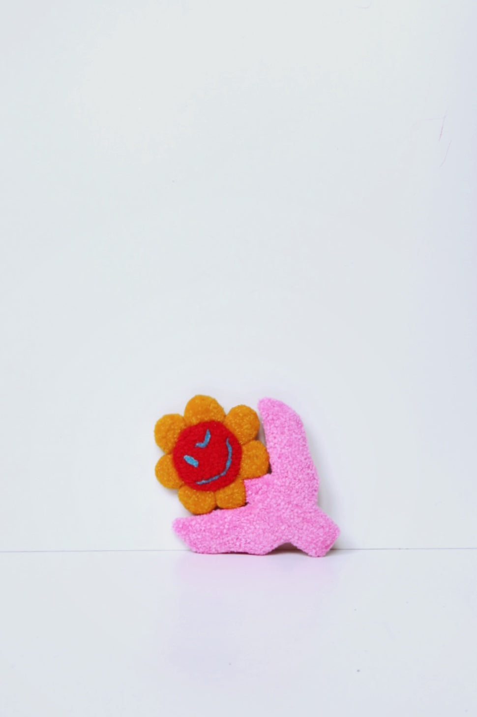 Smiley Face Blomst - Gul, Rød & Pink Tekstilkunst