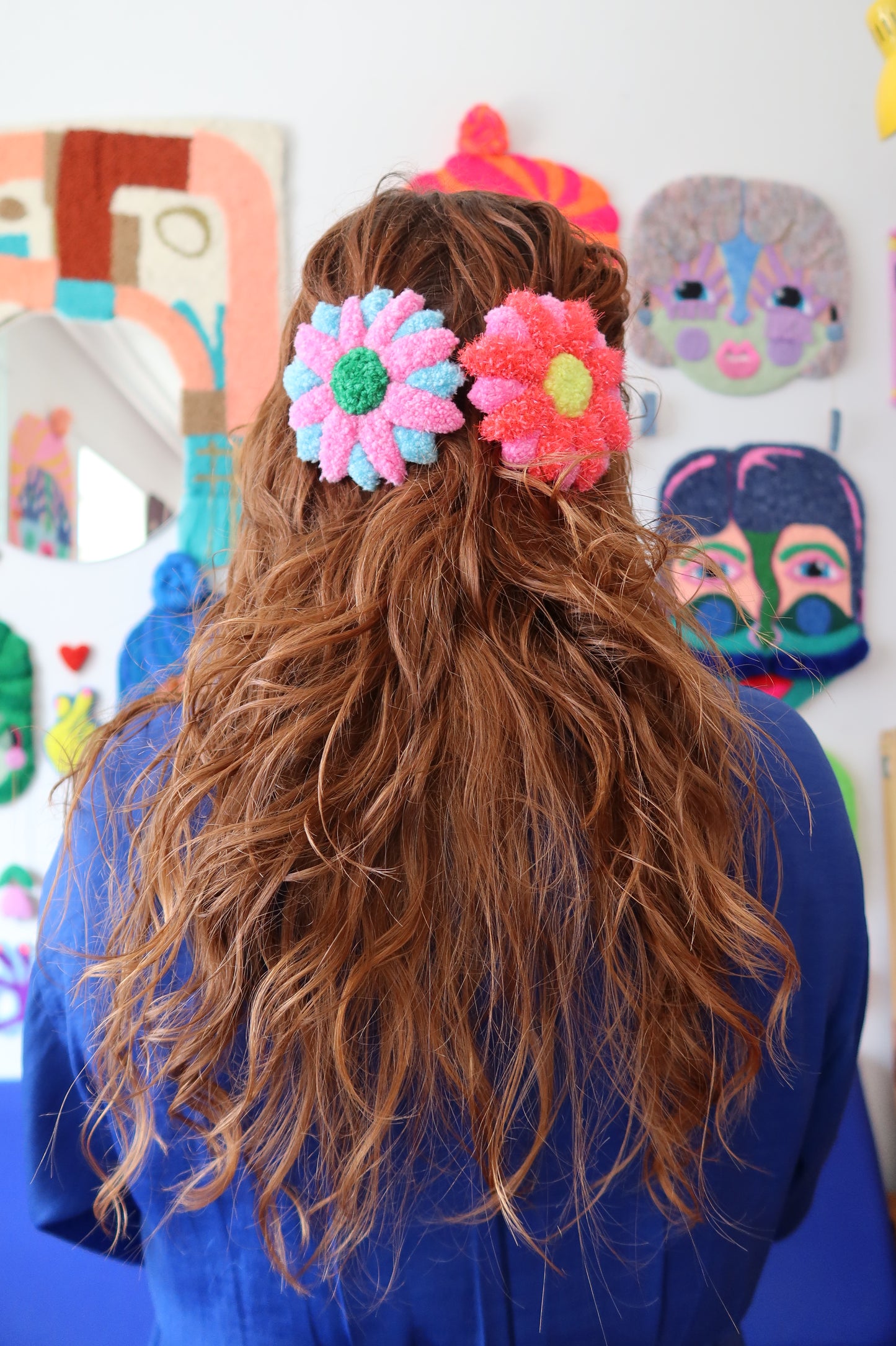 Flower Accessory - Blue, Yellow & Pink