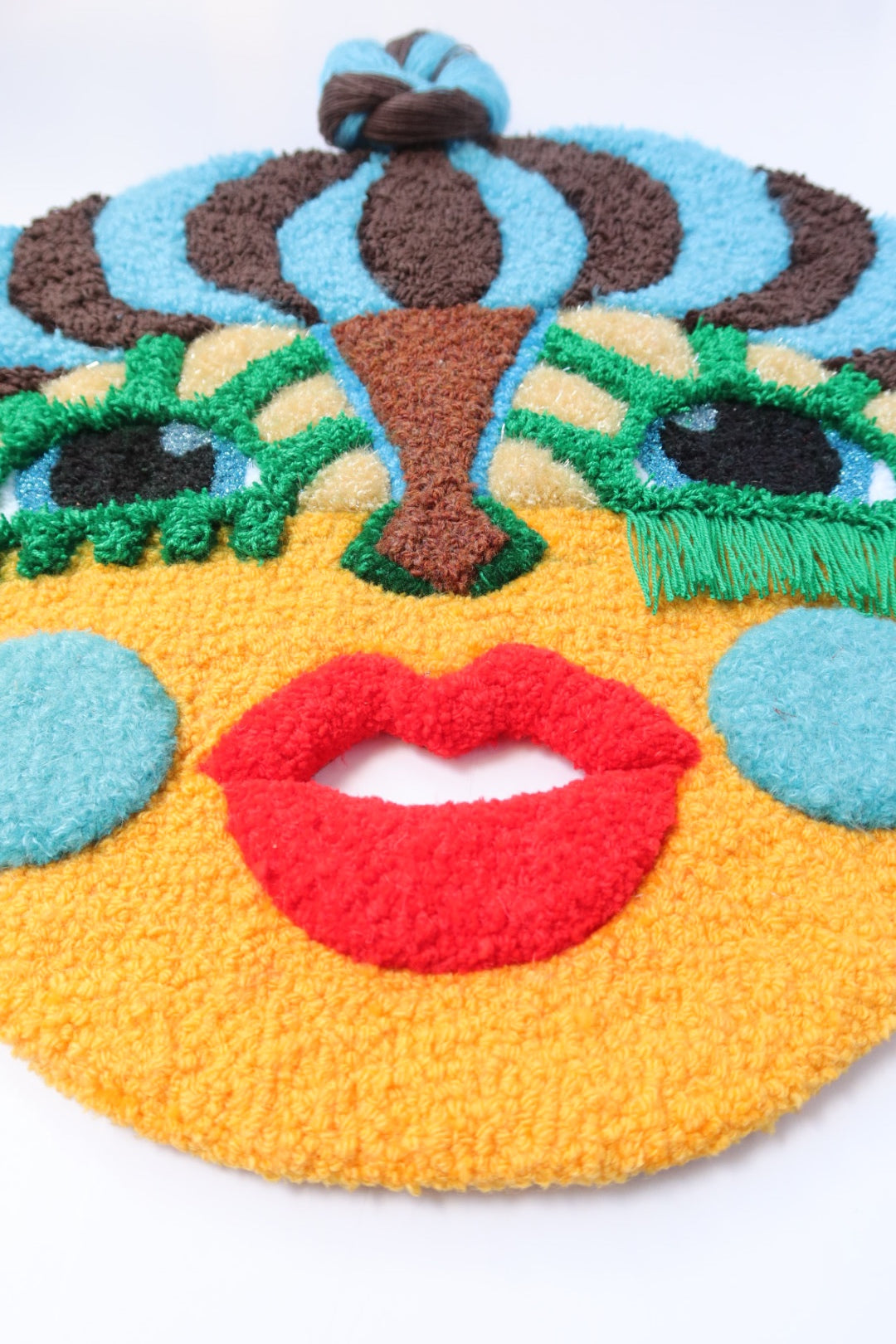  Laila - Textile Mask in Brown, Yellow, Blue, Red & Green