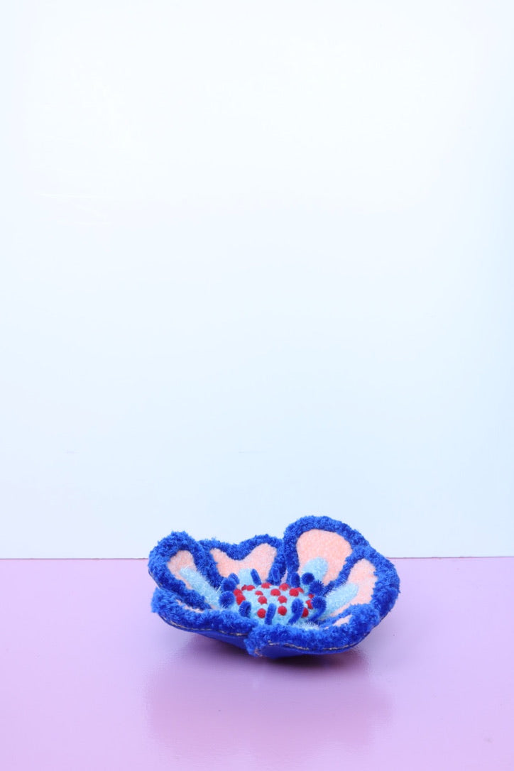 Koral, Blå & Lyseblå Blomst Skulptur - Formbar Tekstilkunst
