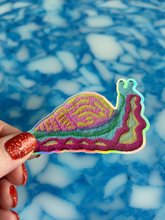 Snail Sticker - Holografisk Effekt - 8 x 4,6 cm