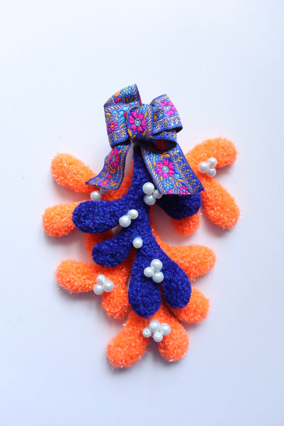 Mistletoe - Orange & Blue - Handmade Tufted Decoration