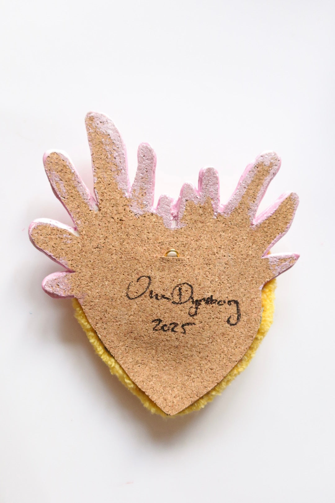 Watchful Heart - Tufted Heart with Eye and Flames in Yellow and Pink