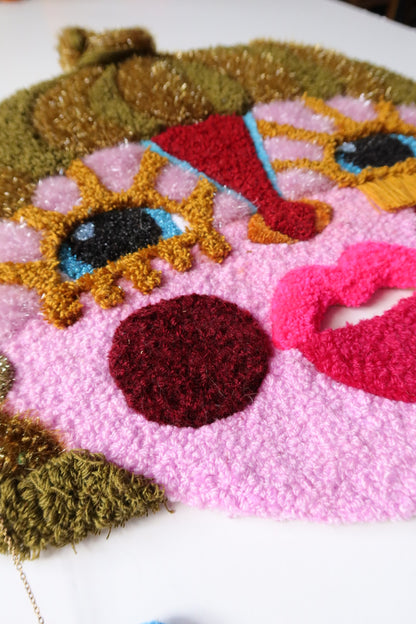 Gemma - Textile Mask in Golden Olive, Pink and Bordeaux