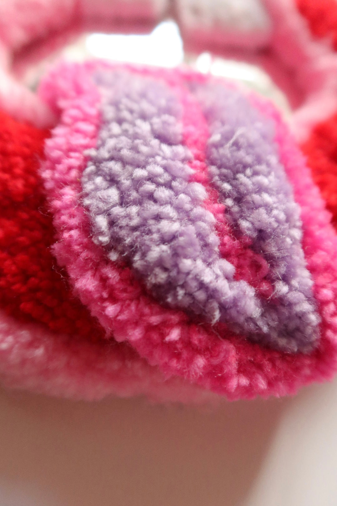 Mouth Mirror - Red, Pink & Lilac - Handmade Tufted Wall Art