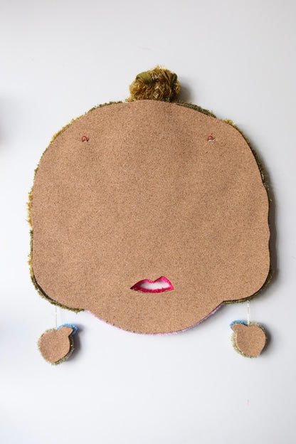 Gemma - Textile Mask in Golden Olive, Pink and Bordeaux