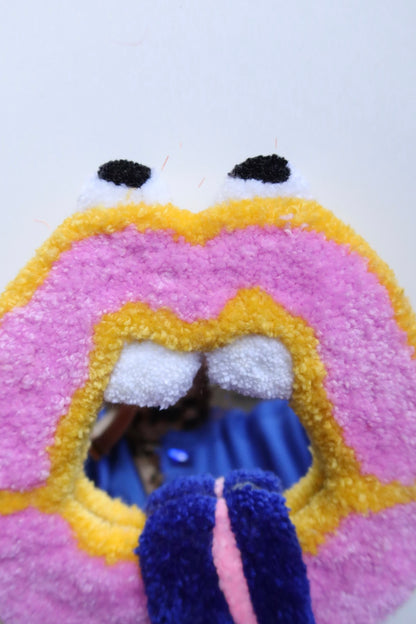 Mouth Mirror - Yellow, Pink & Blue - Handmade Tufted Wall Art
