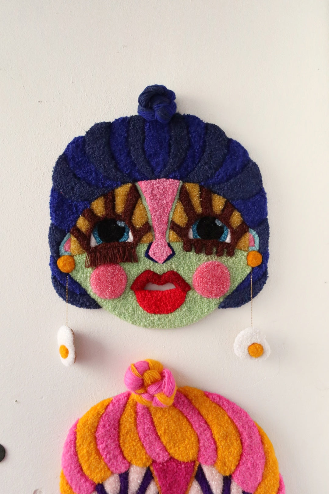 Runa - Textile Mask in Blue Green, Brown, Dusty Yellow and Pink