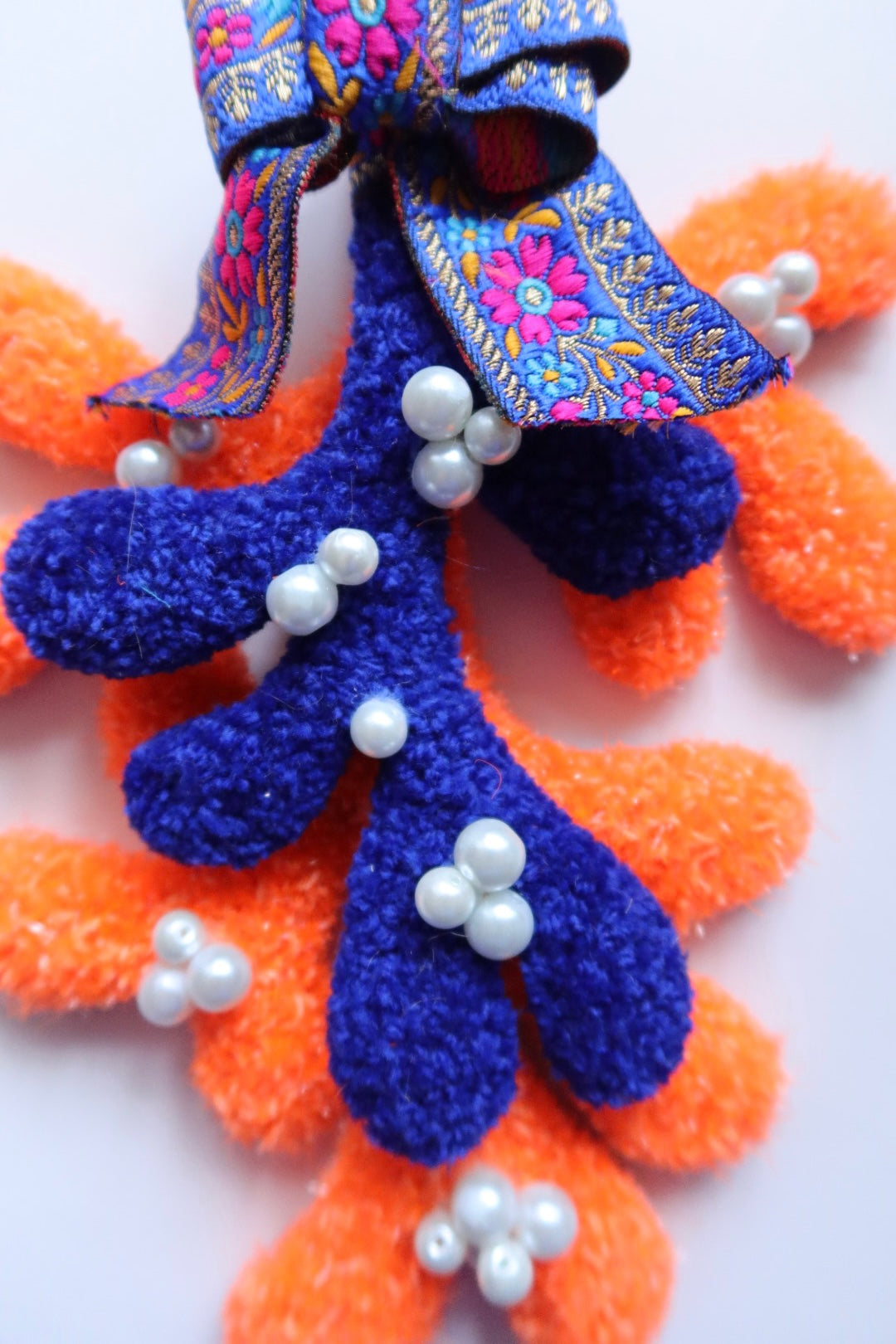 Mistletoe - Orange & Blue - Handmade Tufted Decoration