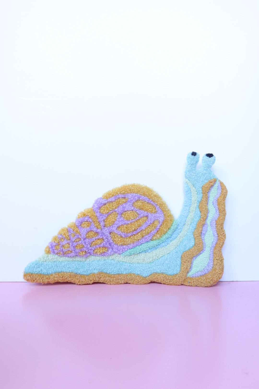 Snail - Textile Art in Lilac, Curry & Sky Blue
