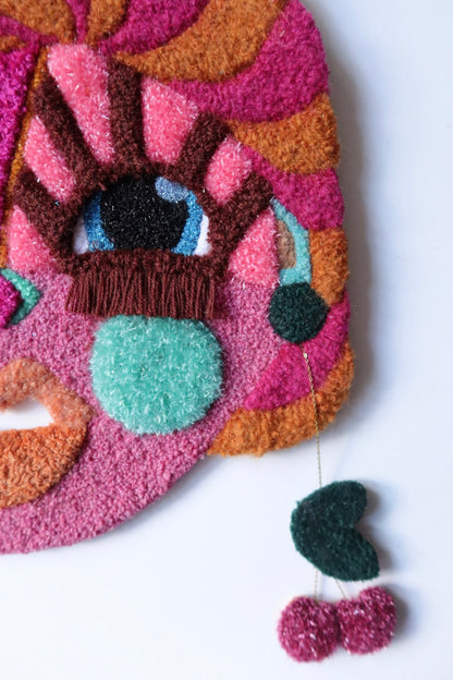 Hanna - Textile Mask in Warm Brown and Fuchsia