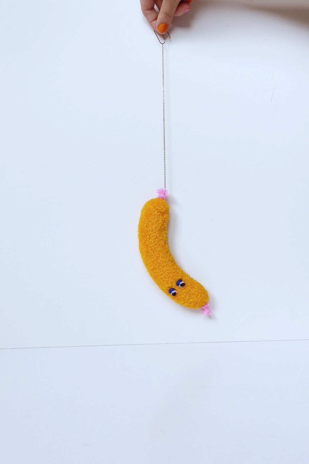 Furry Sausage with Eyes - Yellow Textile Art