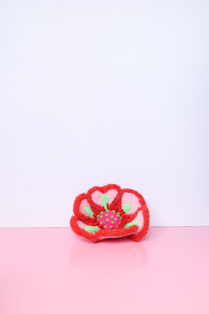 Lyserød, Rød & Grøn Blomst Skulptur - Formbar Tekstilkunst
