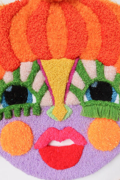 Lise For Sjov - Orange, Grøn, Lilla & Gul - Plakat af Håndlavet Tuftet Maske