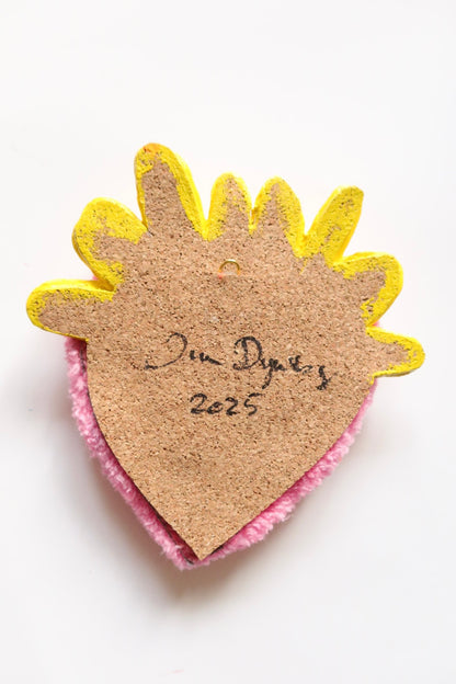 Watchful Heart - Tufted Heart with Eye and Flames in Pink and Yellow