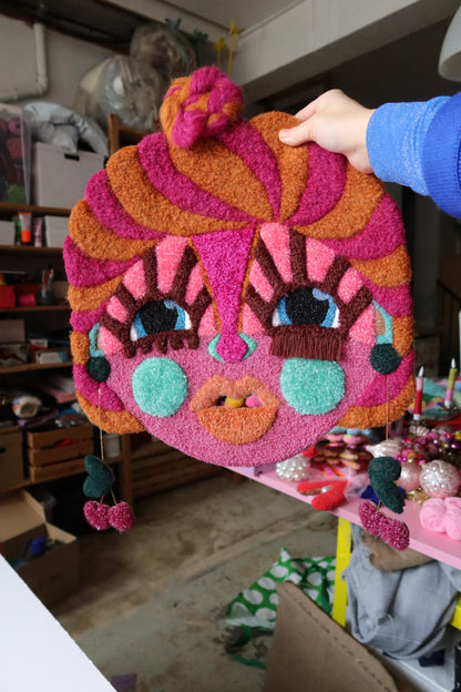 Hanna - Textile Mask in Warm Brown and Fuchsia