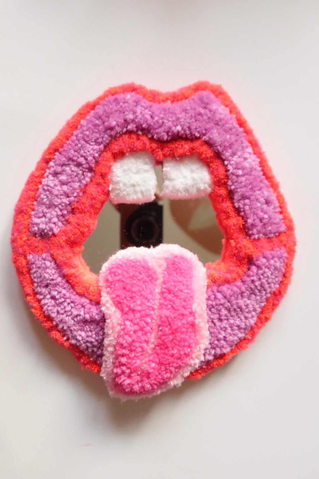 Mouth Mirror - Purple & Pinks - Handmade Tufted Wall Art