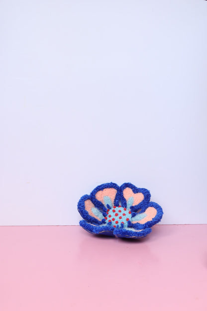 Koral, Blå & Lyseblå Blomst Skulptur - Formbar Tekstilkunst