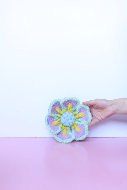 Lyselilla, Mint & Gul Blomst Skulptur - Formbar Tekstilkunst
