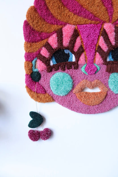 Hanna - Textile Mask in Warm Brown and Fuchsia