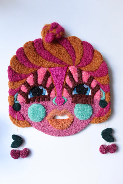 Hanna - Textile Mask in Warm Brown and Fuchsia