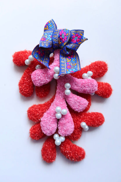 Mistletoe - Red & Pink - Handmade Tufted Decoration