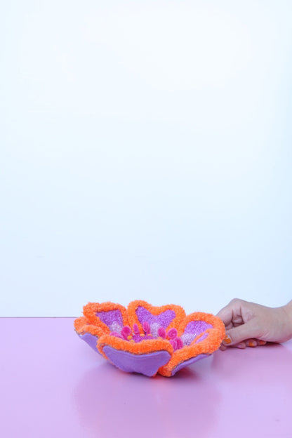 Lilla, Orange & Pink Blomst Skulptur - Formbar Tekstilkunst