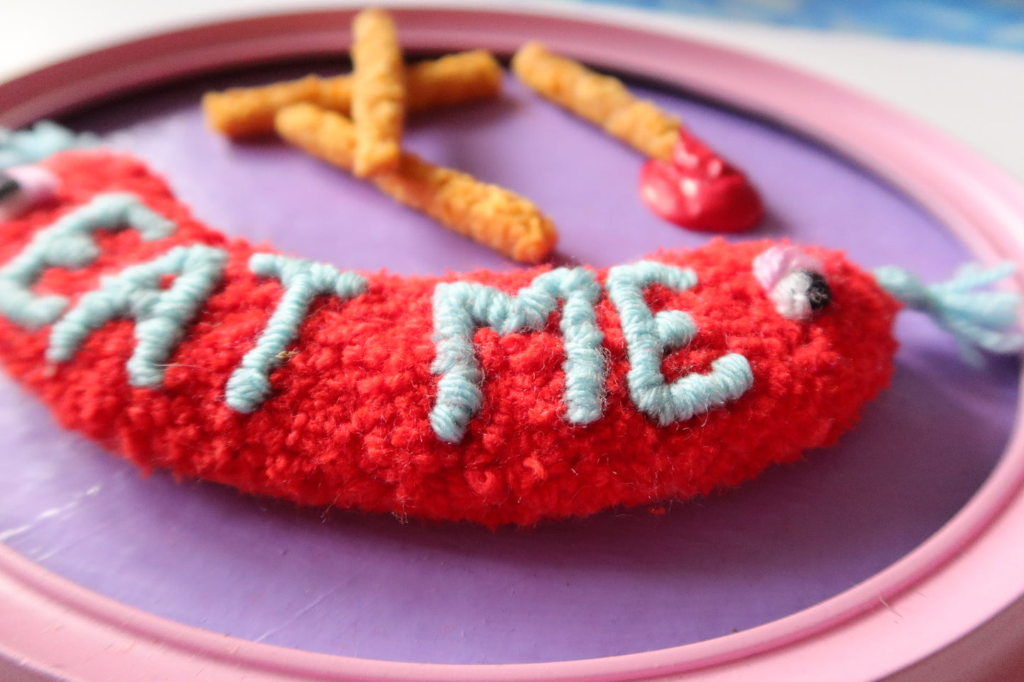 Eat Me - Tufted Sausage in Reclaimed Frame