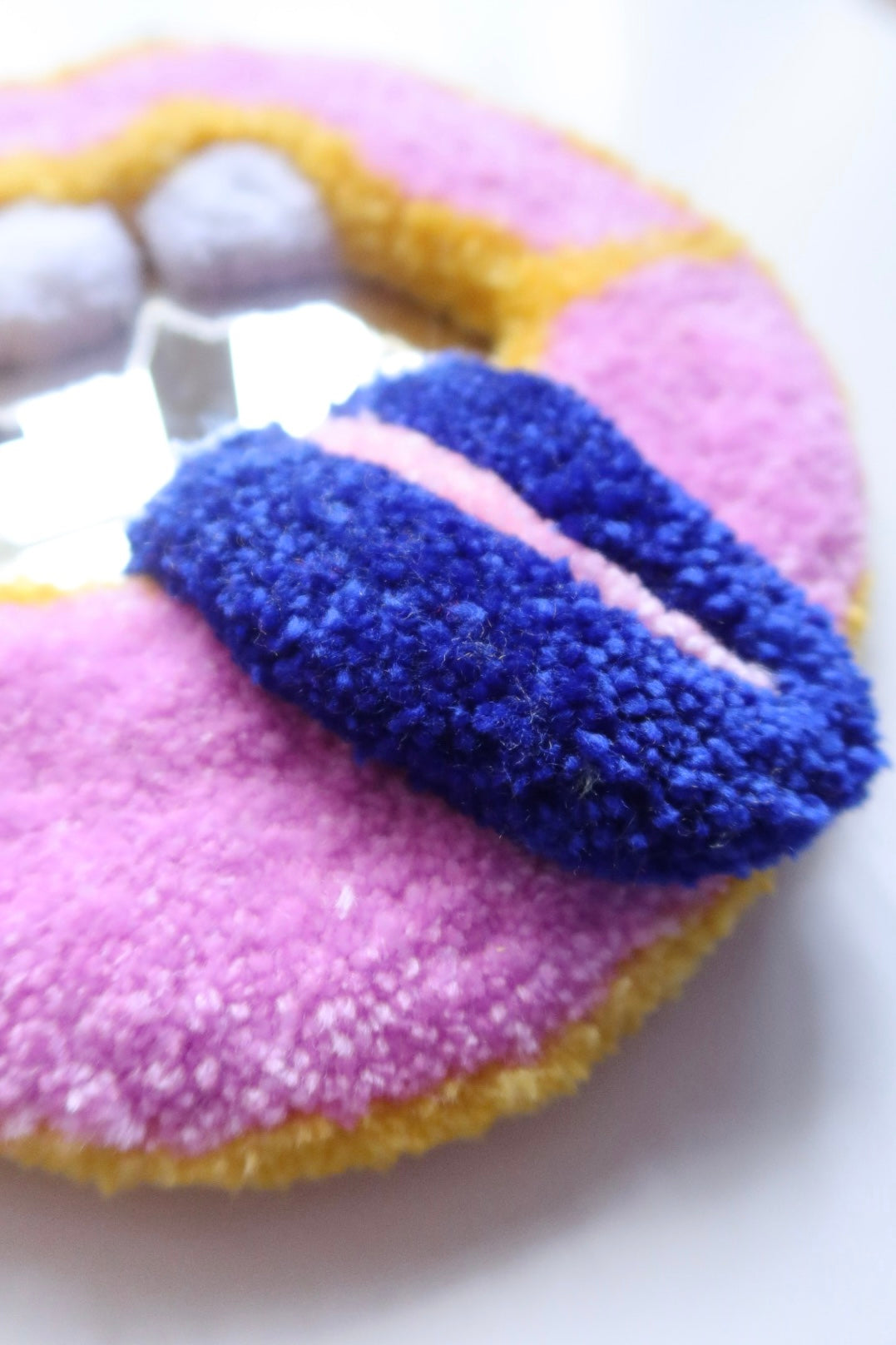 Mouth Mirror - Yellow, Pink & Blue - Handmade Tufted Wall Art
