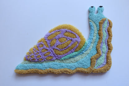 Snail - Textile Art in Lilac, Curry & Sky Blue